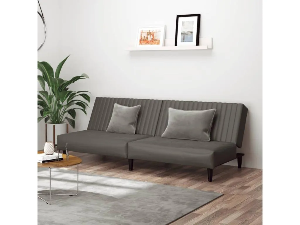 Sofá cama de 2 plazas cuero sintético gris VHQR87773