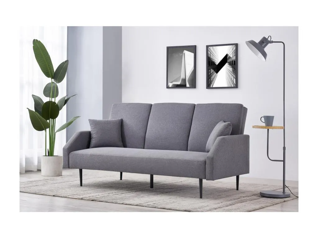 Sofá convertible 3 plazas de tela gris Francomuebleses
