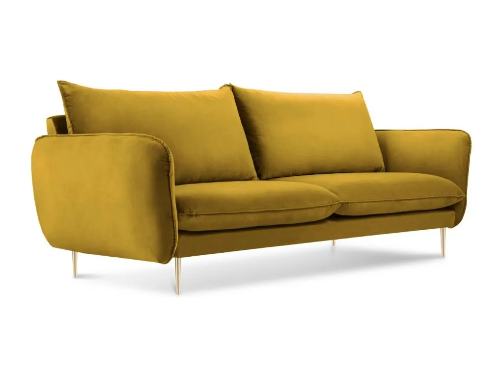 Micasacool - Sofá Micasacool 2 plazas de terciopelo amarillo - 160x92x95cm