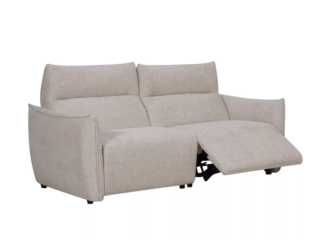 Sofá reclinable eléctrico de 3 plazas en tela beige tl5230i2
