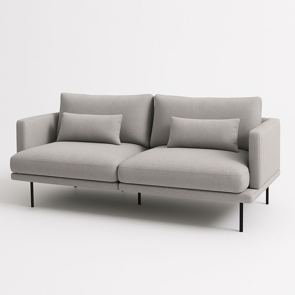 Sofá gris claro 2 plazas 200x90x85 cm con cojines gruesos y estructura resistente
