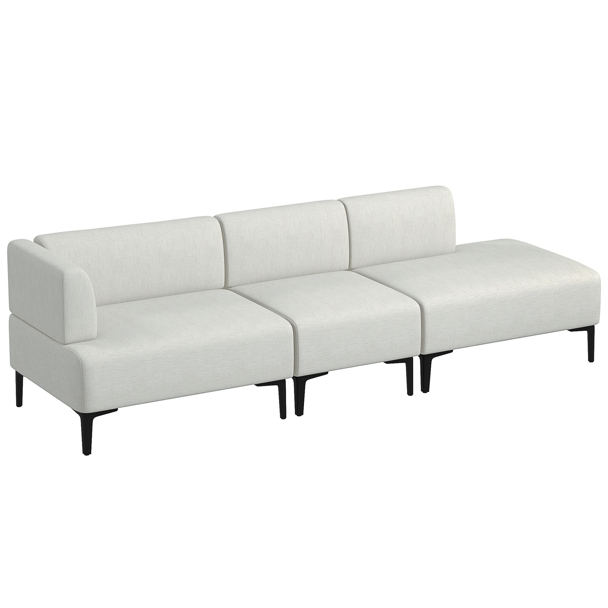 Sofá modular contemporáneo de 3 plazas en acero negro y tela blanco roto eb8983b7