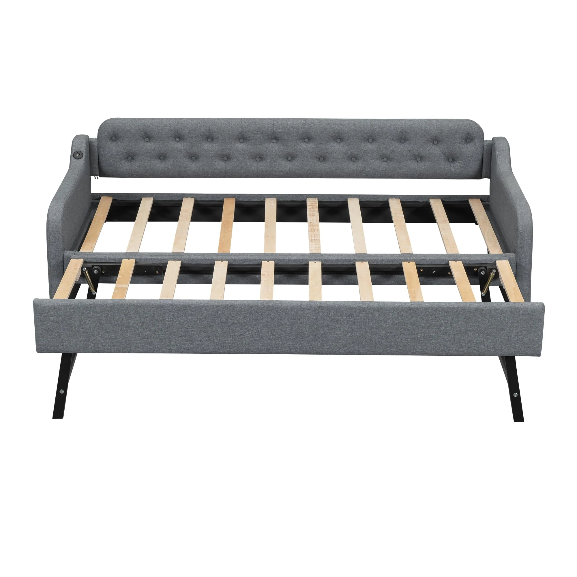 Sofá cama doble plegable 90x200 cm con USB gris