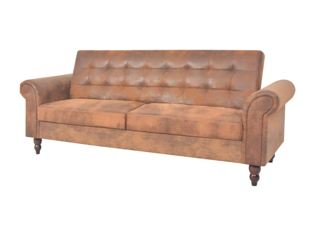 Sofá convertible 2 plazas reposabrazos Vivircalido artificial marrón vnrp86070