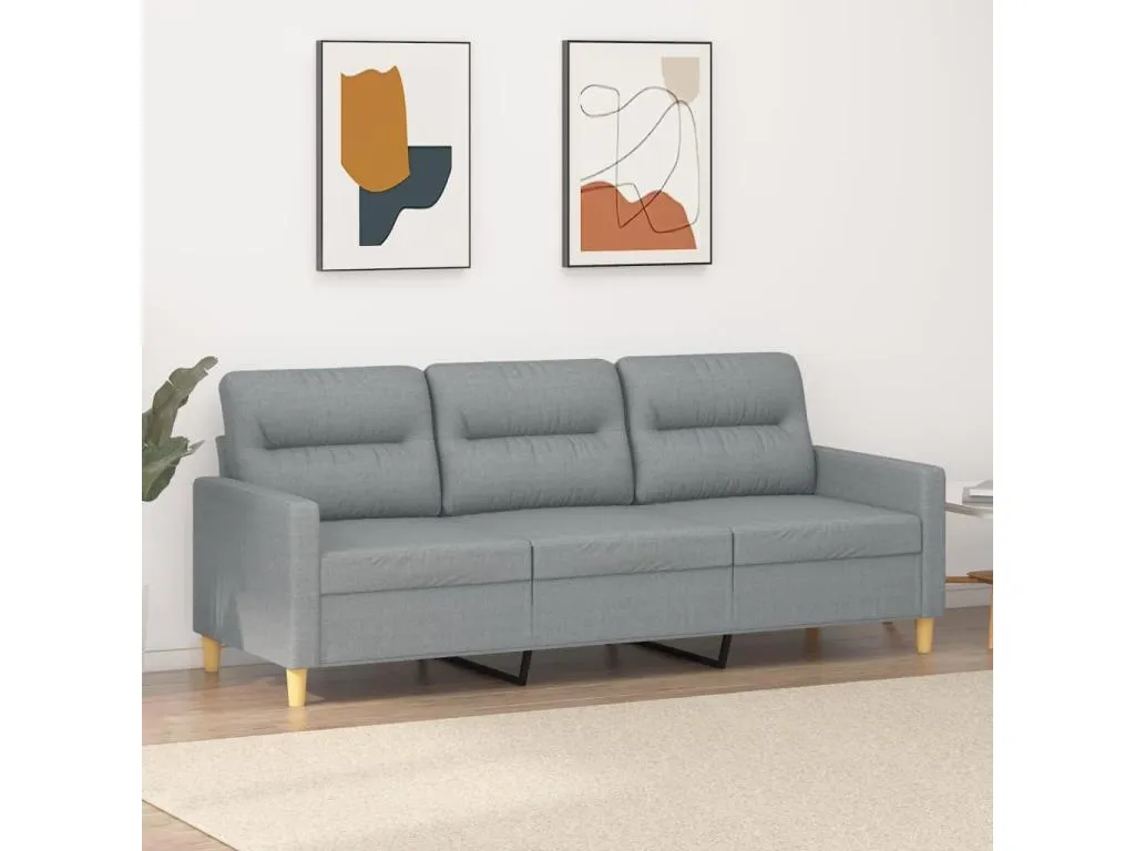 Sofá de 3 plazas en tela gris claro 180 cm. pjj2872355