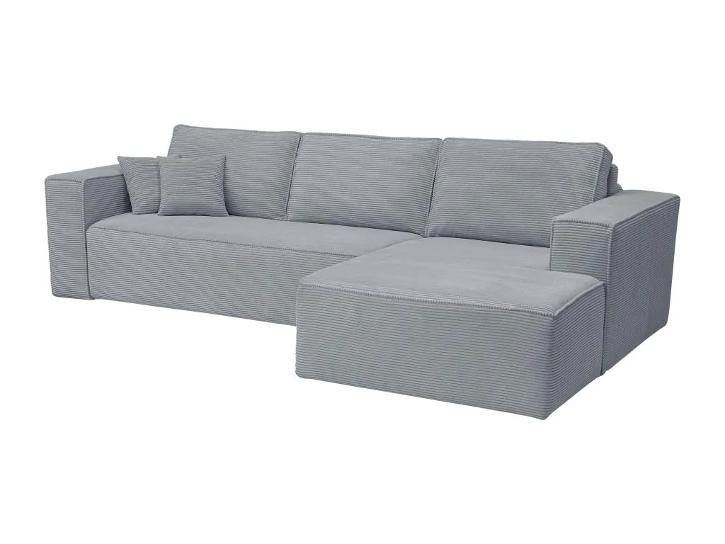 Sofá rinconera de apertura rápida de pana gris claro - Cama de 140 cm - Colchón de 14 cm Homepleno II chtp01456