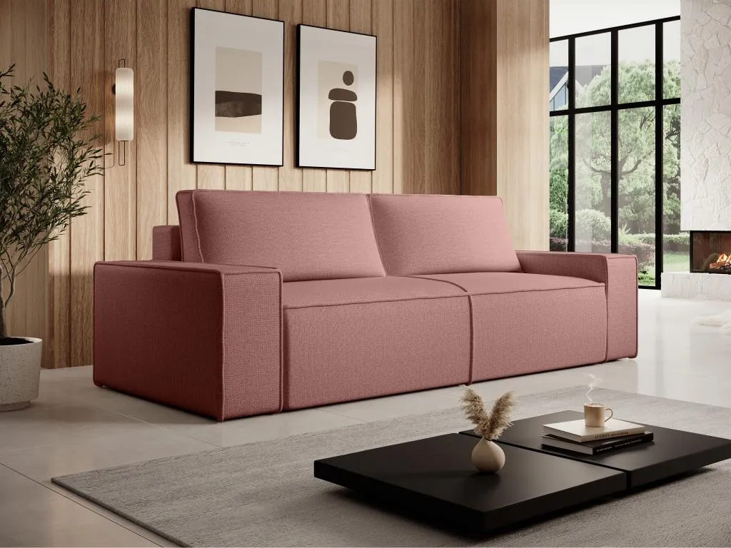 Sofá cama de 4 plazas en terciopelo terracota Nidovia. xbs1804973