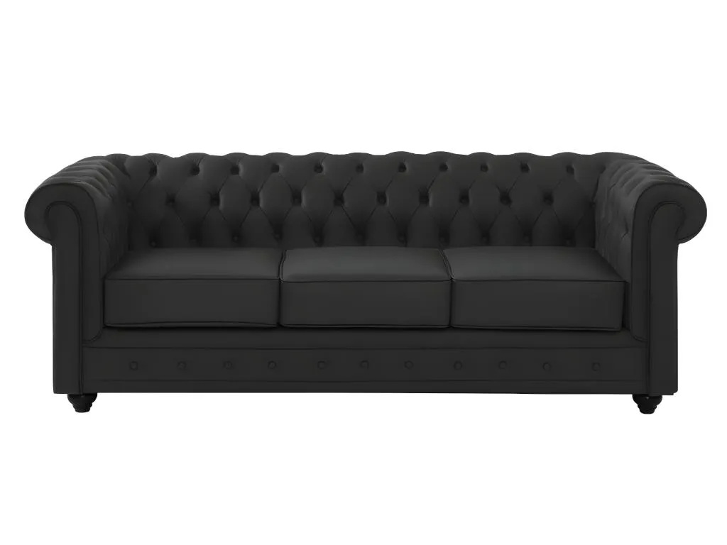Sofá de 3 plazas de piel de búfalo Banakdecoracion - Negro 66730XMVF