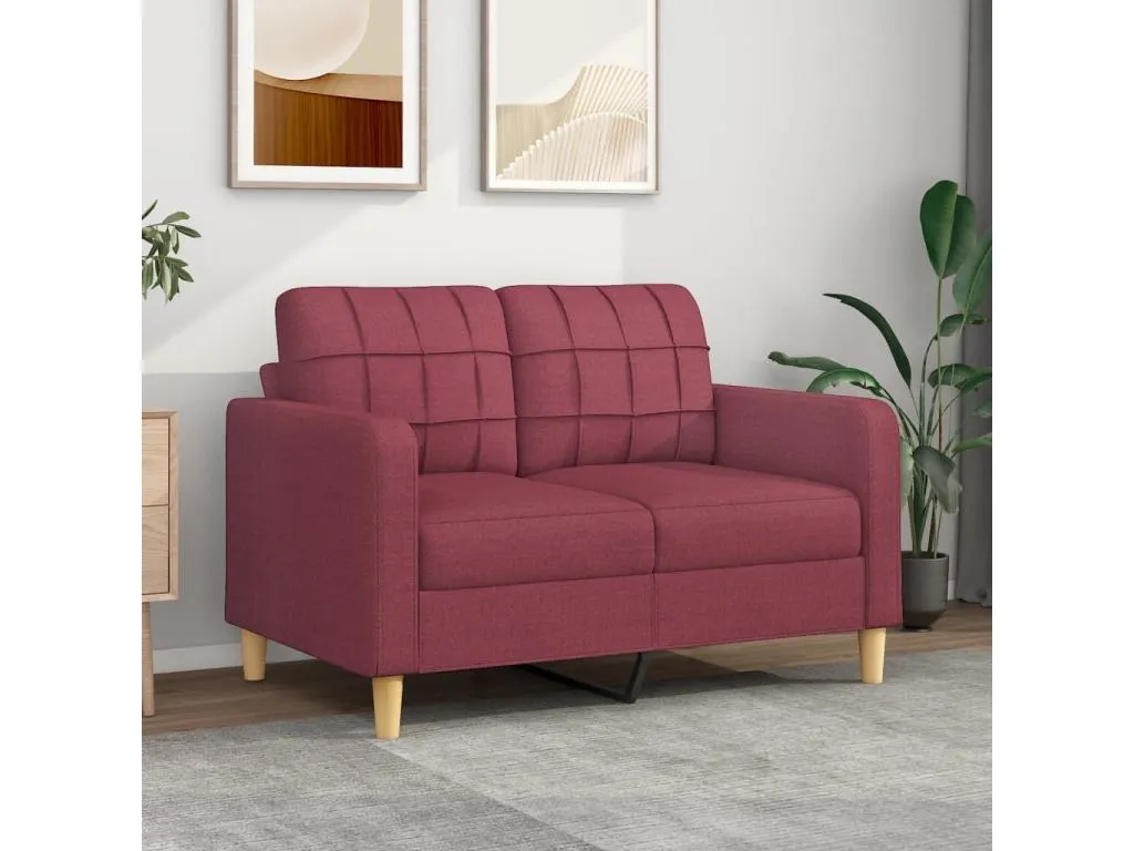 Sofá de 2 plazas de tela rojo tinto 120 cm