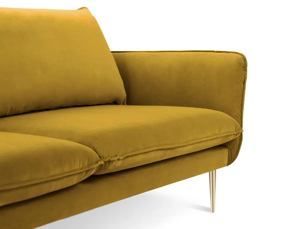 Micasacool - Sofá Micasacool 2 plazas de terciopelo amarillo - 160x92x95cm