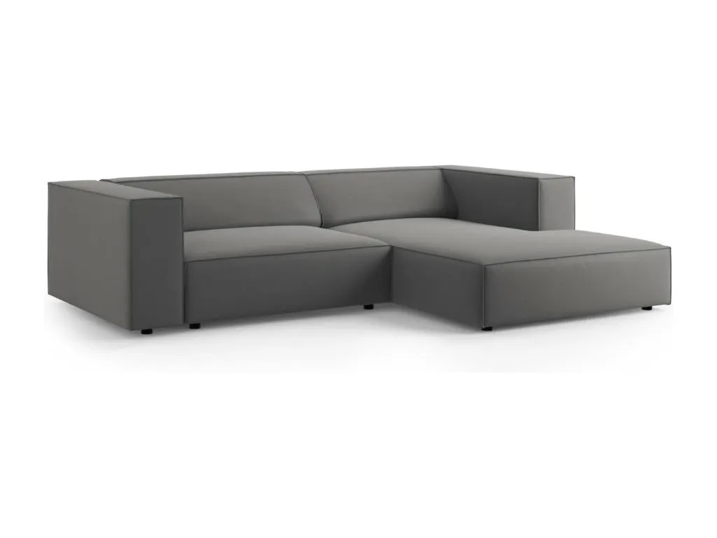 Mobtrendy - Sofá esquinero derecho Mobtrendy 3 plazas de terciopelo cemento - 224x166x70cm 27693hseu