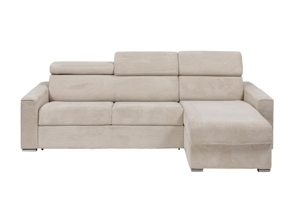Sofá cama esquinero reversible tipo italiano de pana beige - Cama de 160 cm - Colchón de 14 cm - Sancaldeco JTRM59835