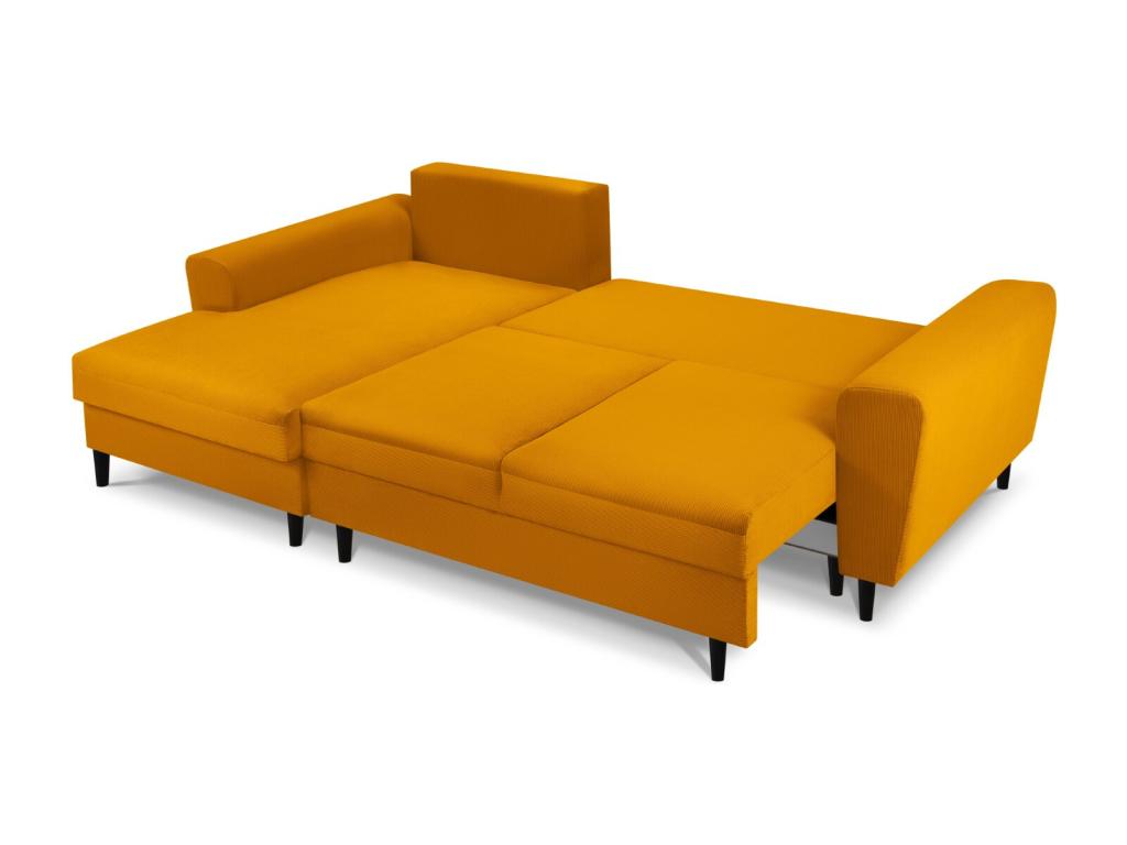 Nidolux- Sofá cama esquinero izquierdo con baúl de almacenaje 4 plazas de pana amarillo- 241x145x88cm