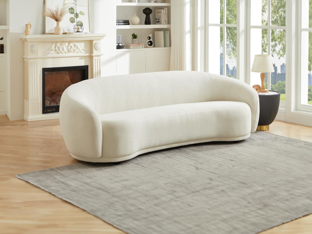 Sofá de 3 plazas de tela de rizo beige Habitarluz 67197OCDX
