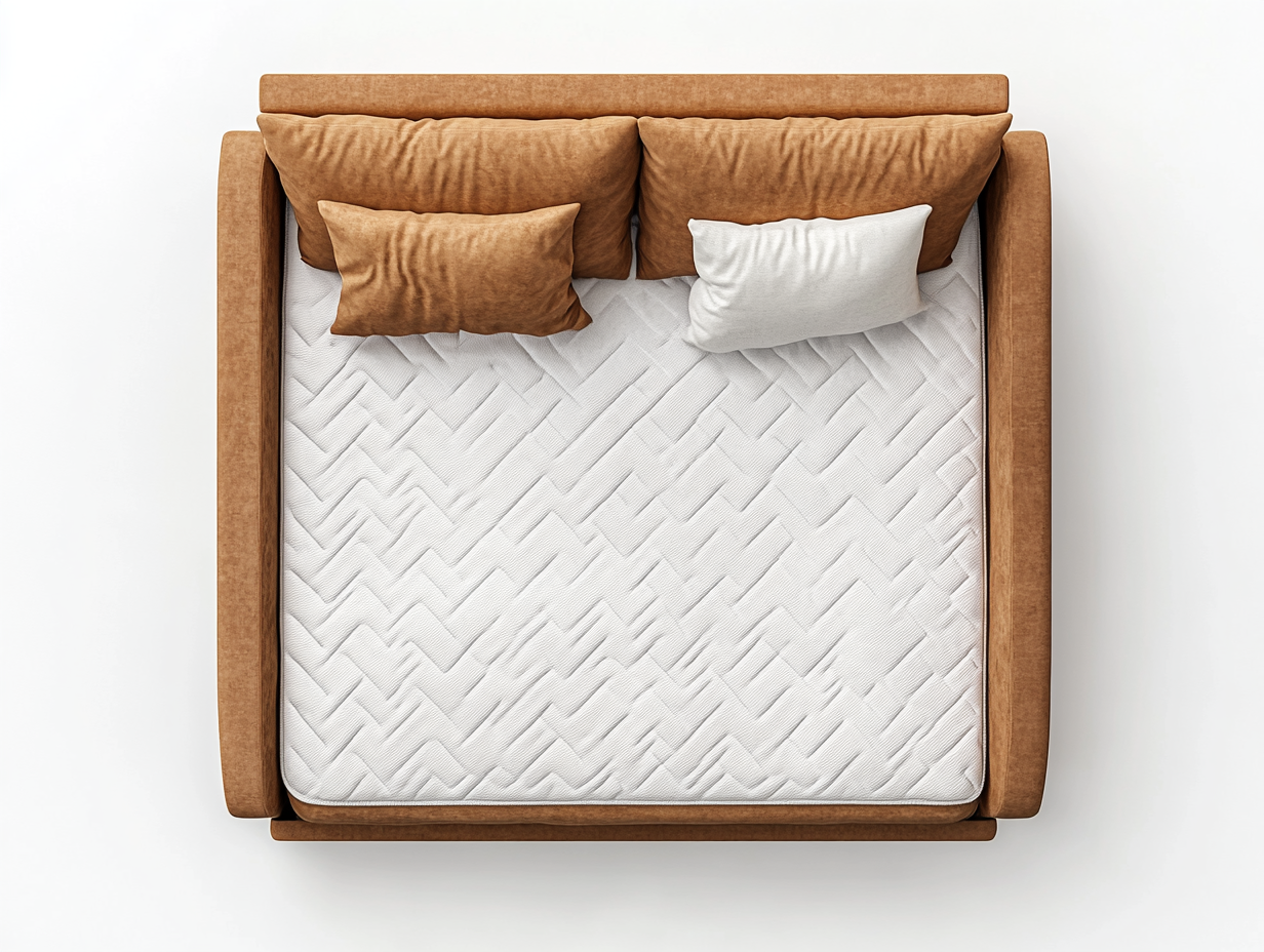 Sofá cama de piel marrón con cojines suaves ideal para el salón
