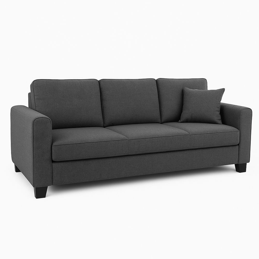 Sofá moderno de tela gris,sofá de tres plazas,sofá con cojín incluido,estilo contemporáneo,estructura de madera,ideal para sala de estar