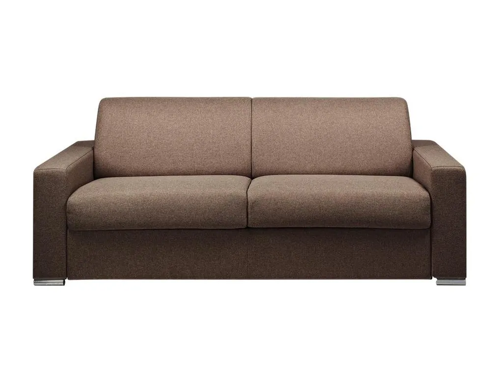 Sofá cama de 4 plazas de tela de apertura rápida Prietocasa - Marrón - Cama de 160 cm - Colchón de 18 cm con memoria de forma