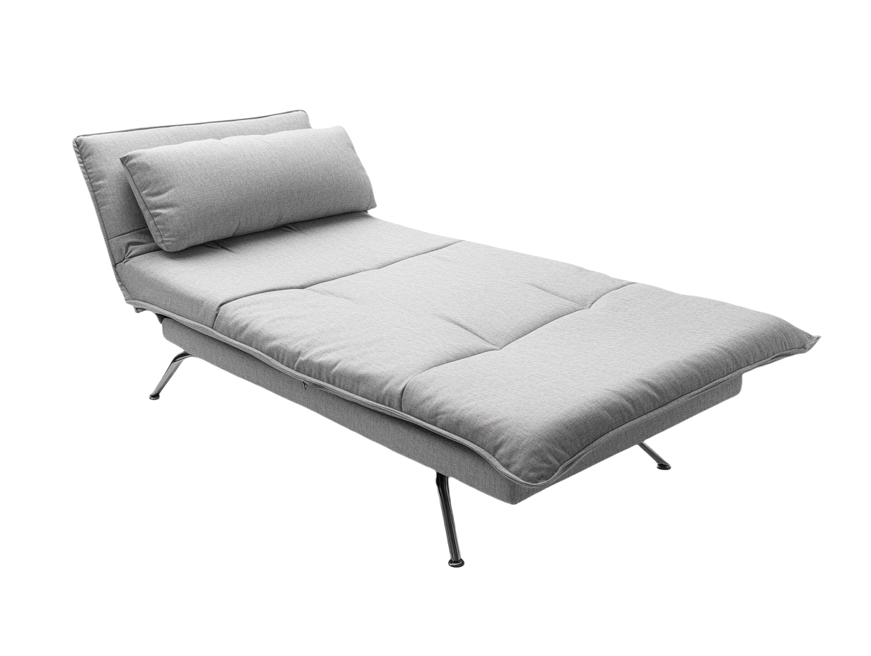 Sofá cama gris moderno 200x80 cm para sala de estar en tela suave y estructura metálica os6783507