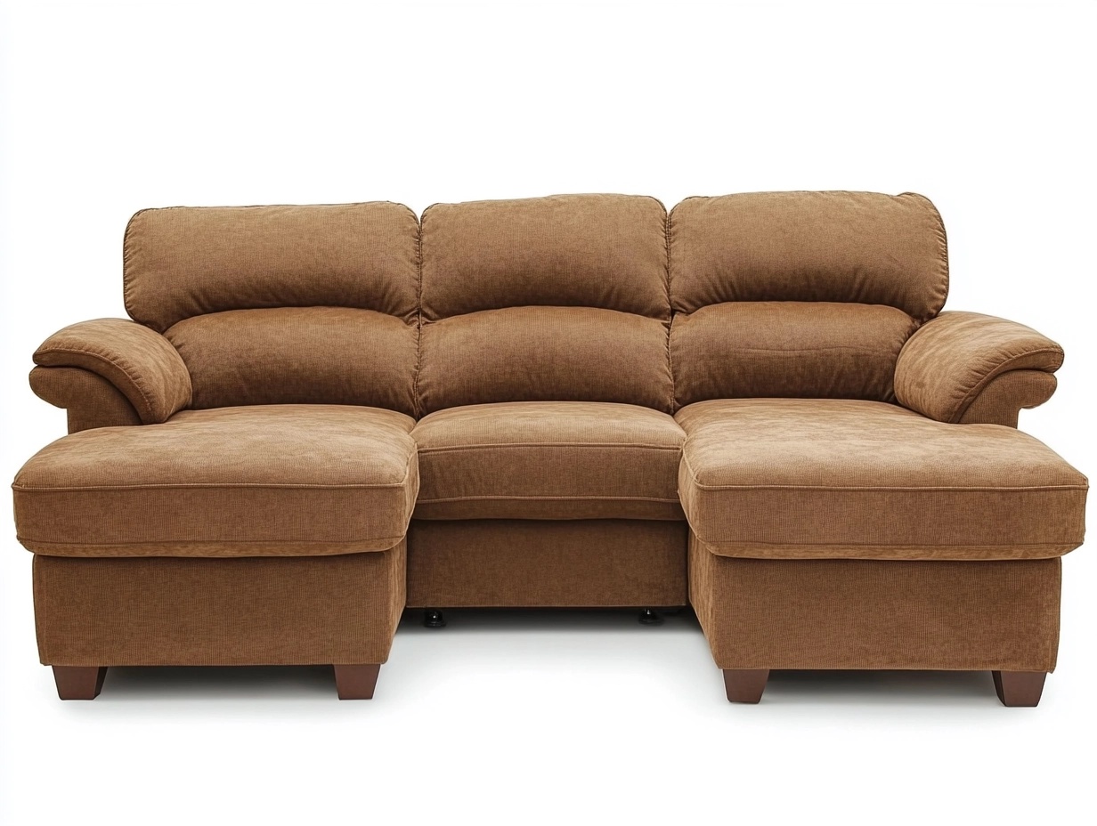 Sofá Seccional con Chaise Longue Tela Marrón 265cm