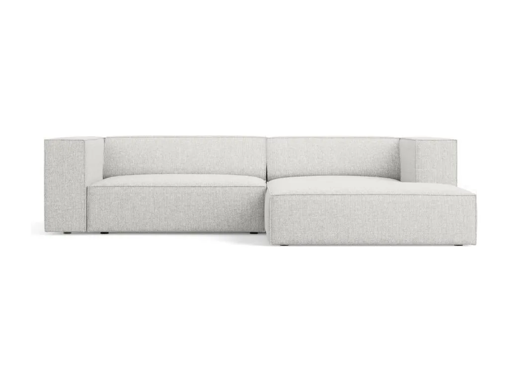 Boverdeco - Sofá esquinero derecho Boverdeco 3 plazas de tejido chenilla gris claro - 224x166x70cm