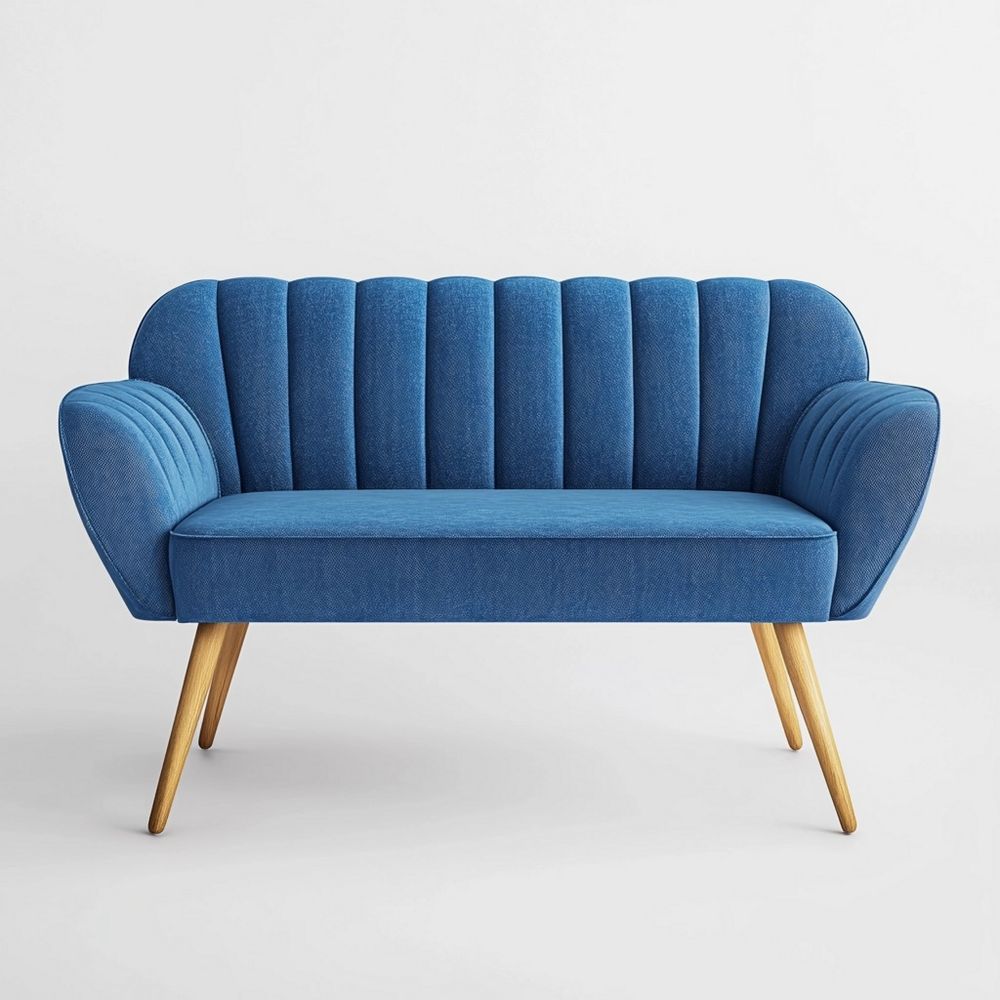 Sofá Dos Plazas Tela Moderna Salón 120cm Azul