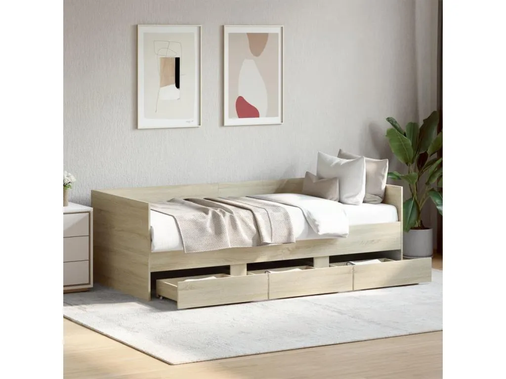 Sofá cama con cajones sin colchón Banakdecoracion 75x190 cm 27827EVGG
