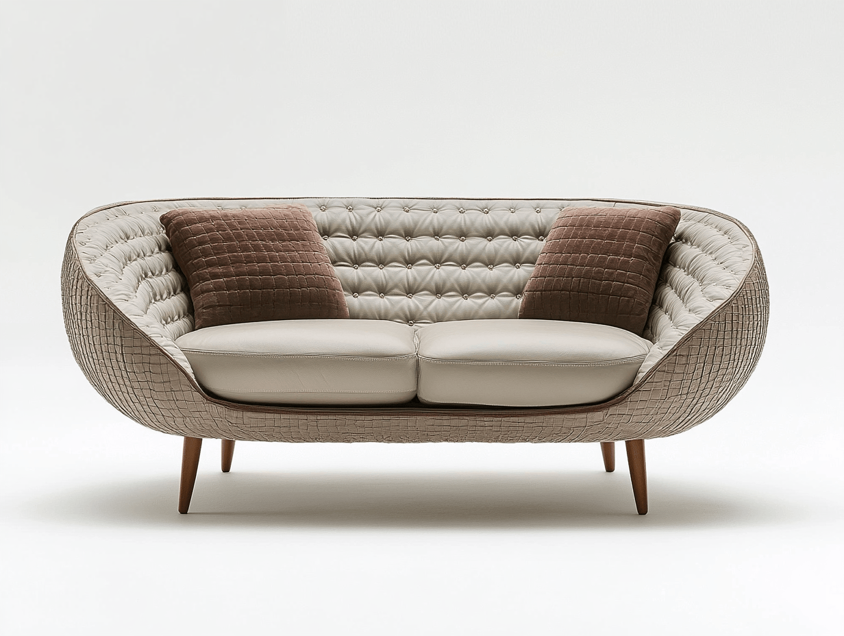 Sofá de Dos Plazas Tela/Poliéster Beige/Marrón Cuadrado 180x85x80cm