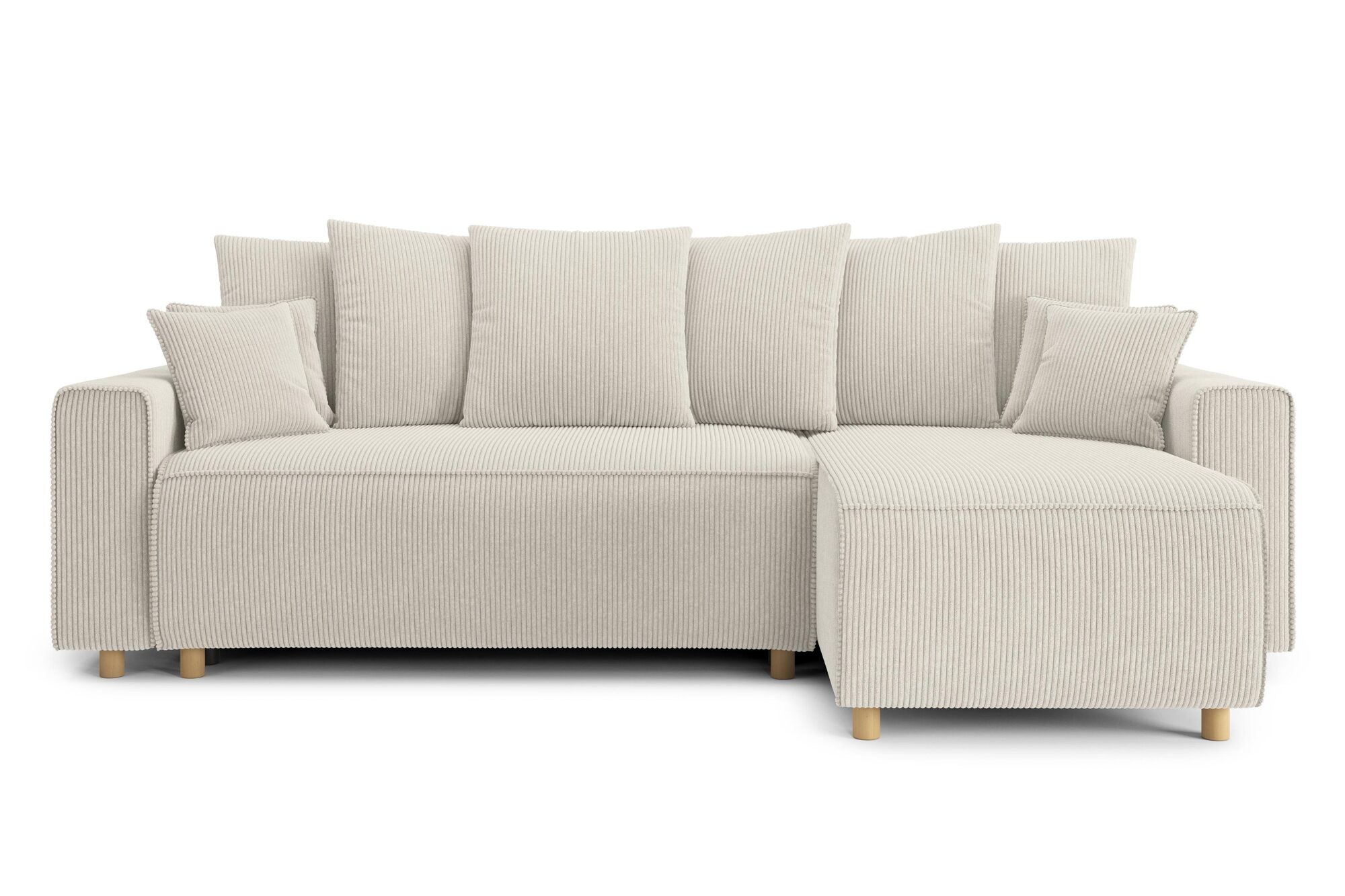 Sofá rinconero convertible en terciopelo canalé beige para 4 plazas id8639f0