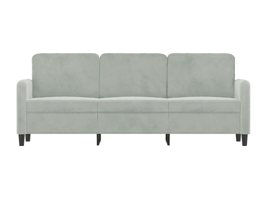 Sofá 3 Plazas Terciopelo Gris Claro 180 cm CN5489128
