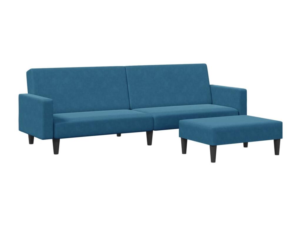 Sofá cama de 2 plazas con taburete Nidolux azul