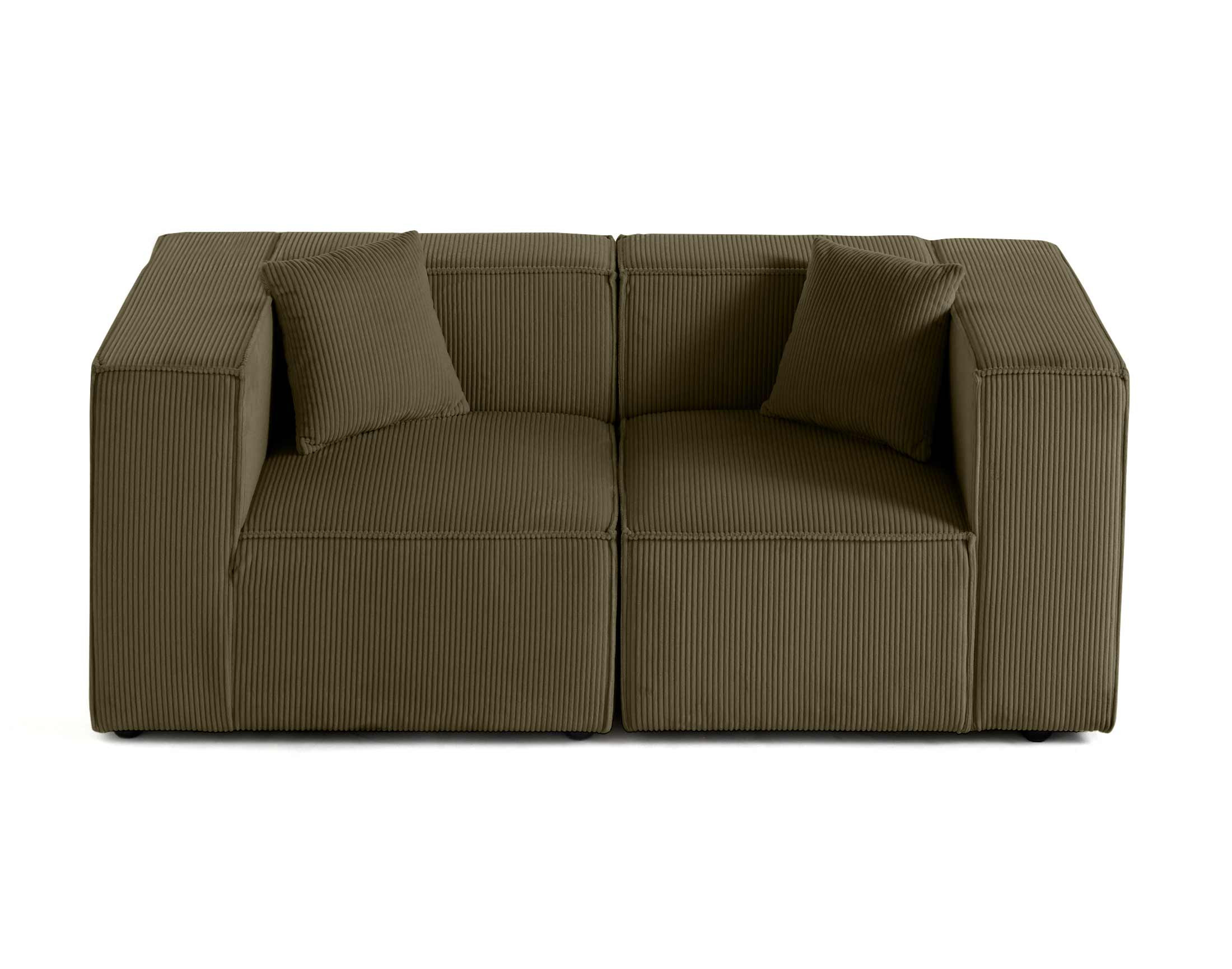 Sofá modular de 2 plazas en terciopelo verde ha4452d2