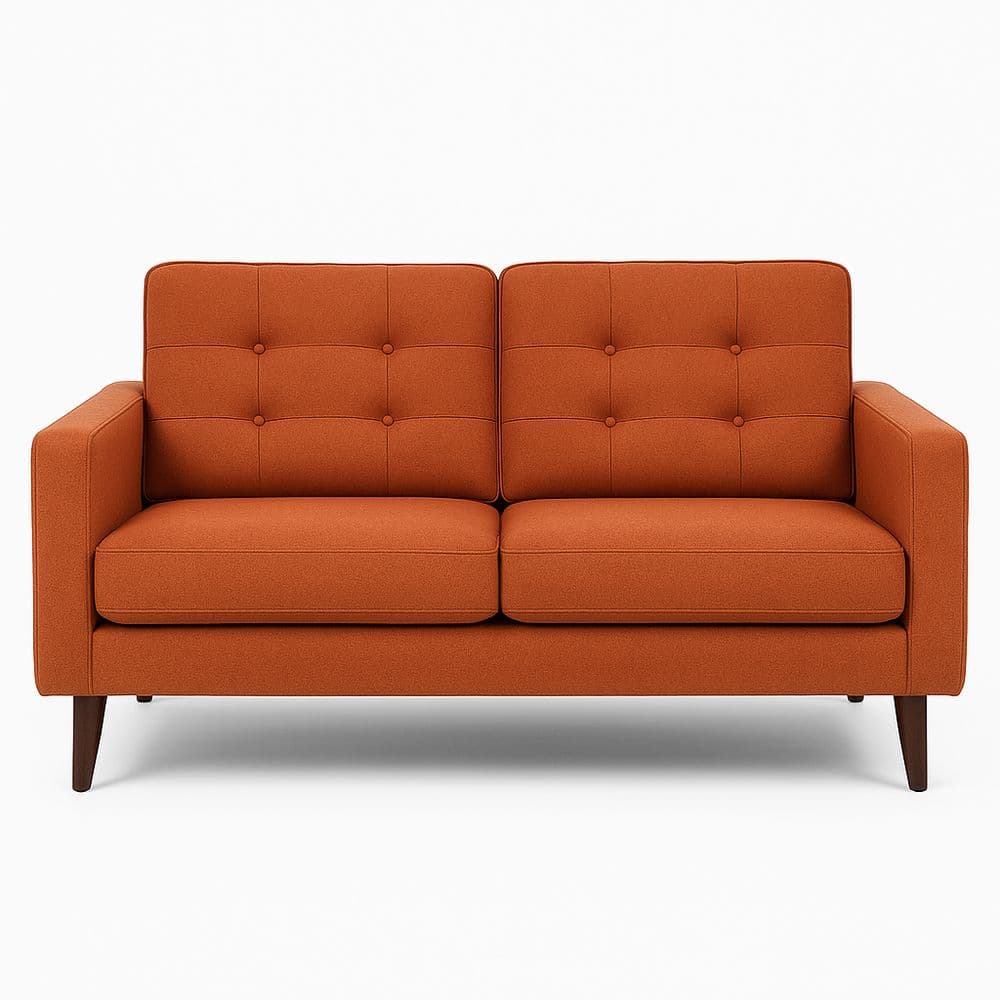 Sofá de dos plazas de tela tapizada naranja moderno