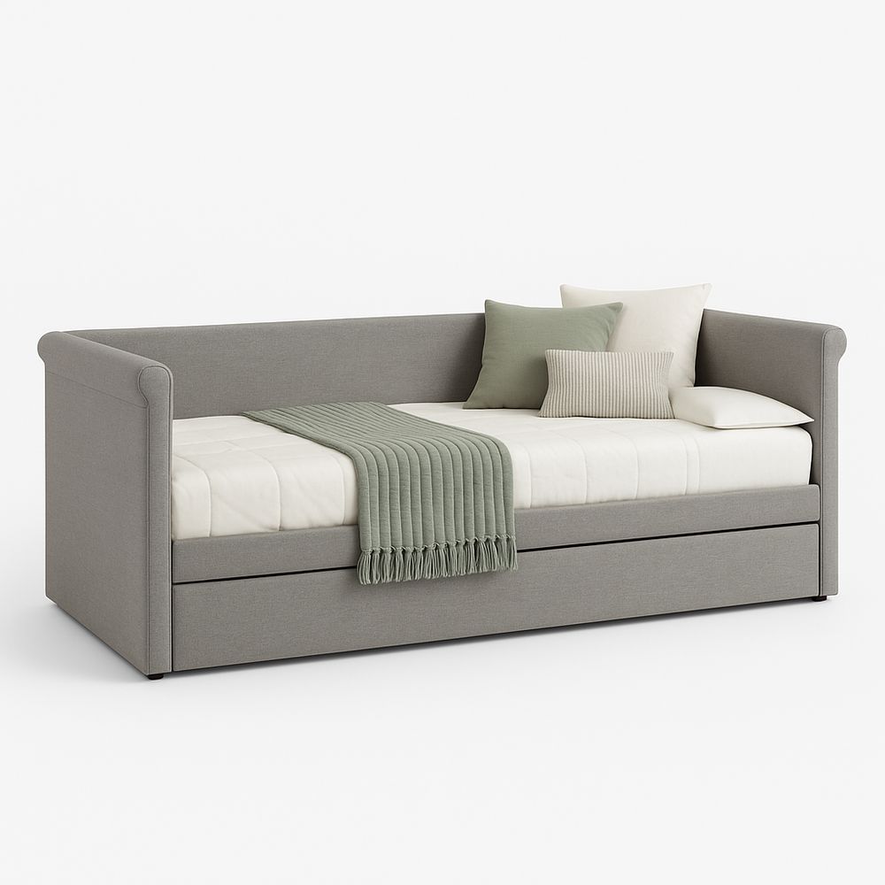 Sofá Cama Moderno de Tela Grise,Estilo Contemporáneo,Funcionalidad 2 en 1,Con Almacenamiento,190 cm de Largo