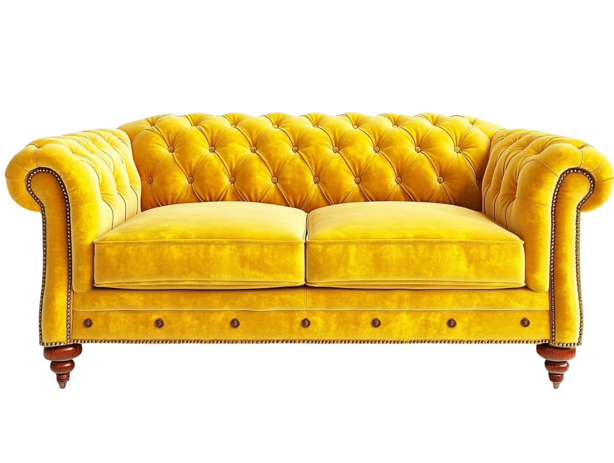 Sofá Chesterfield amarillo de terciopelo 2 plazas ideal para sala de estar td8851157