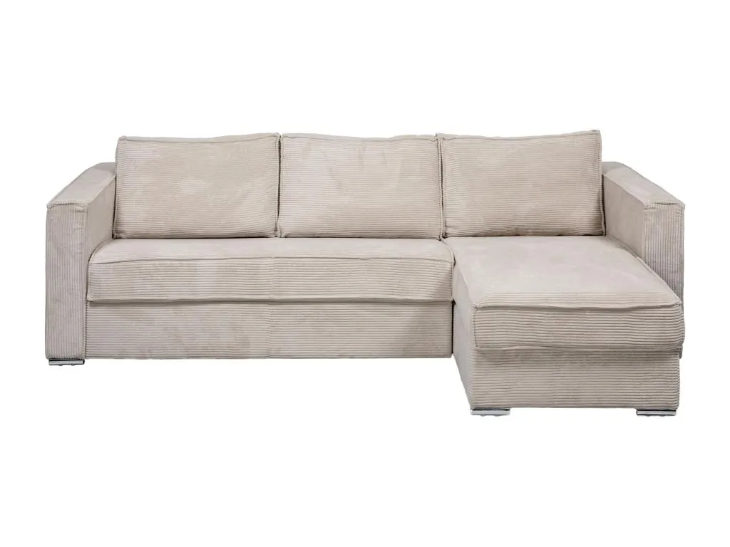 Sofá cama rinconero con apertura italiana y reversible de pana beige - Cama de 140 cm - Colchón 22 cm Mobtrendy doma72758