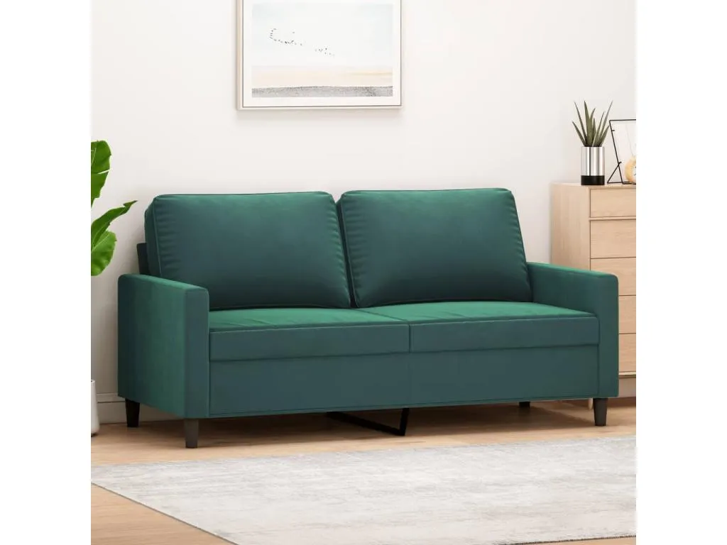 Sofá de 2 plazas de terciopelo verde oscuro 140 cm RHZN04046