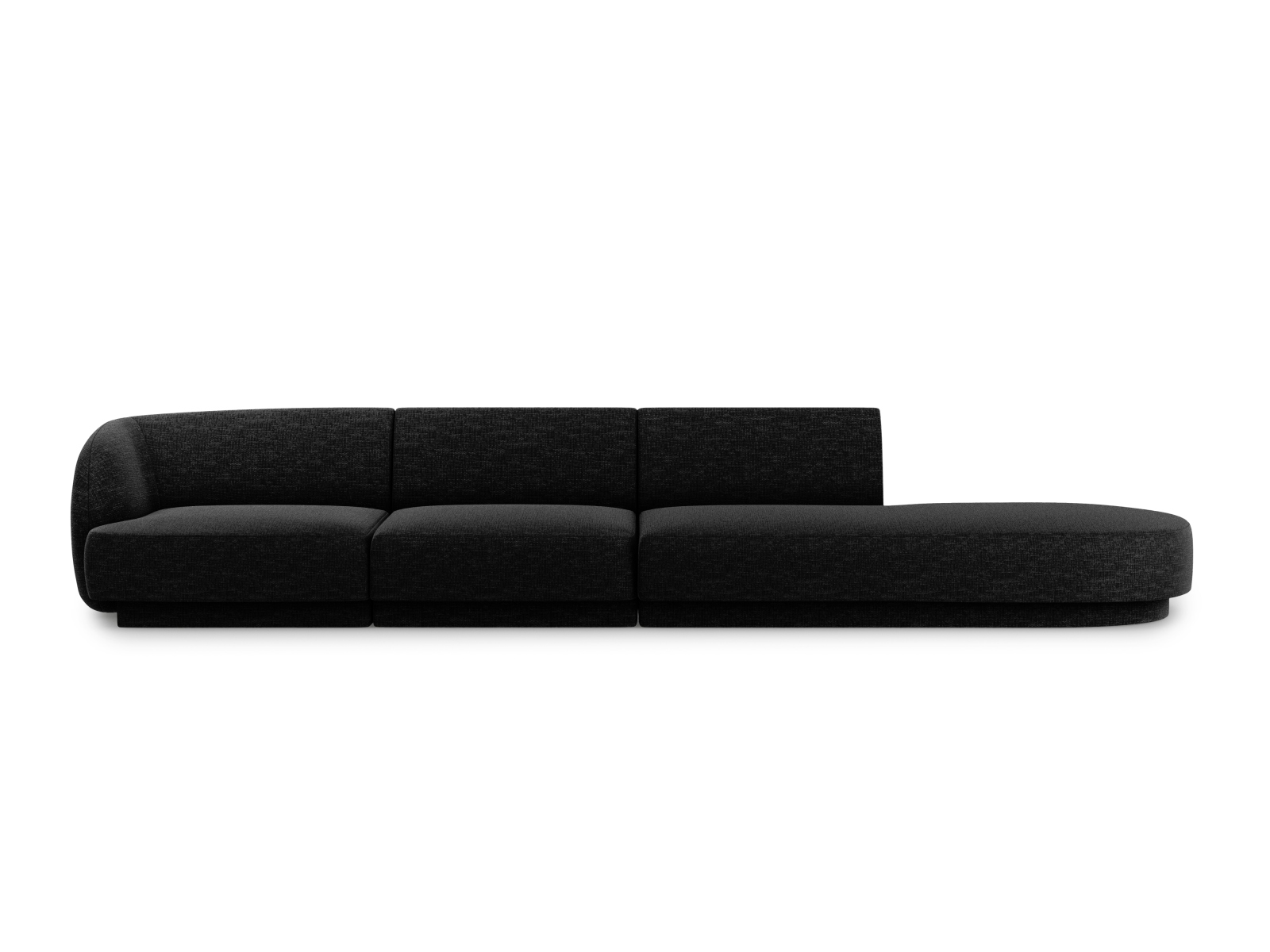 Sofá recto de 4 plazas tapizado en tela chenilla color negro wm7067n8