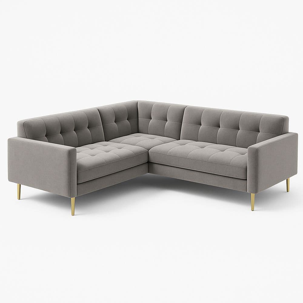 Sofá Seccional de 4 Plazas en Forma de L Tapizado en Tela Gris 250x250x85 cm