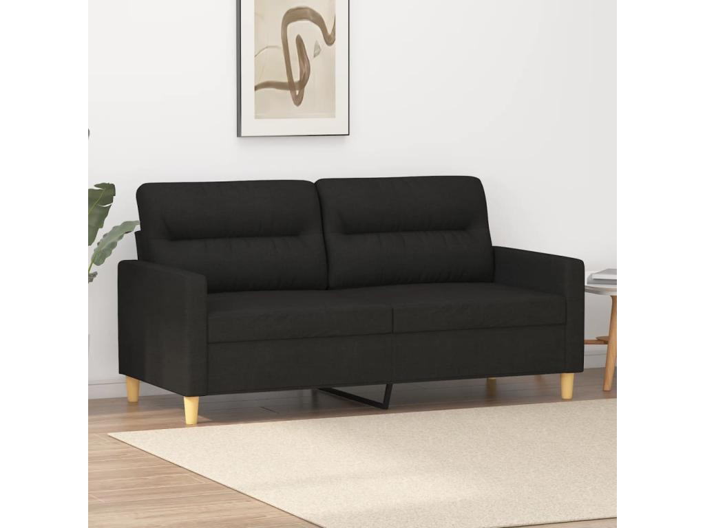 Sofá de 2 plazas de tela negro 140 cm