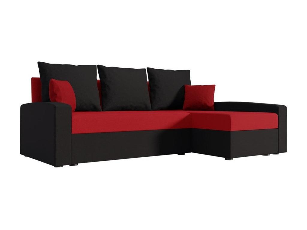 Sofá rinconero Memphis 122 Rojo Función de descanso Caja de ropa de cama 232x139x83cm