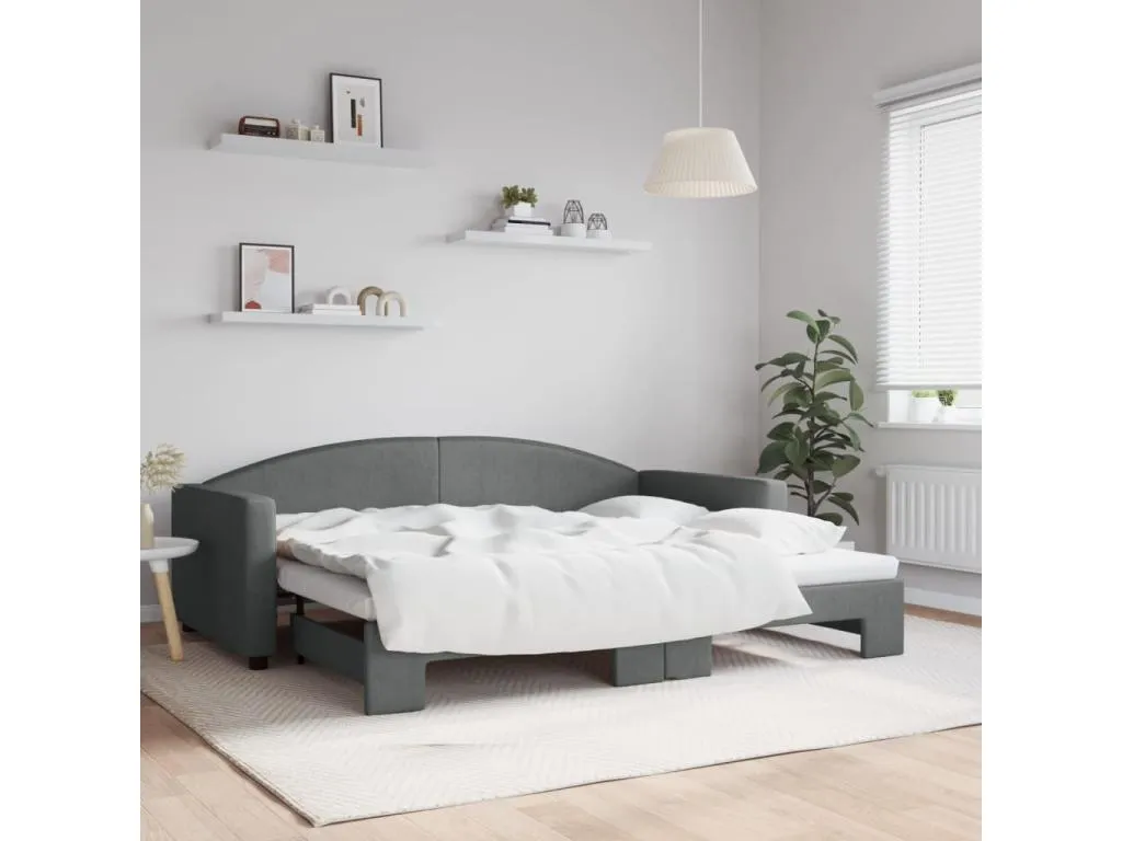 Sofá cama con cama Hogarmini tejido gris oscuro 90x200 cm noin70667