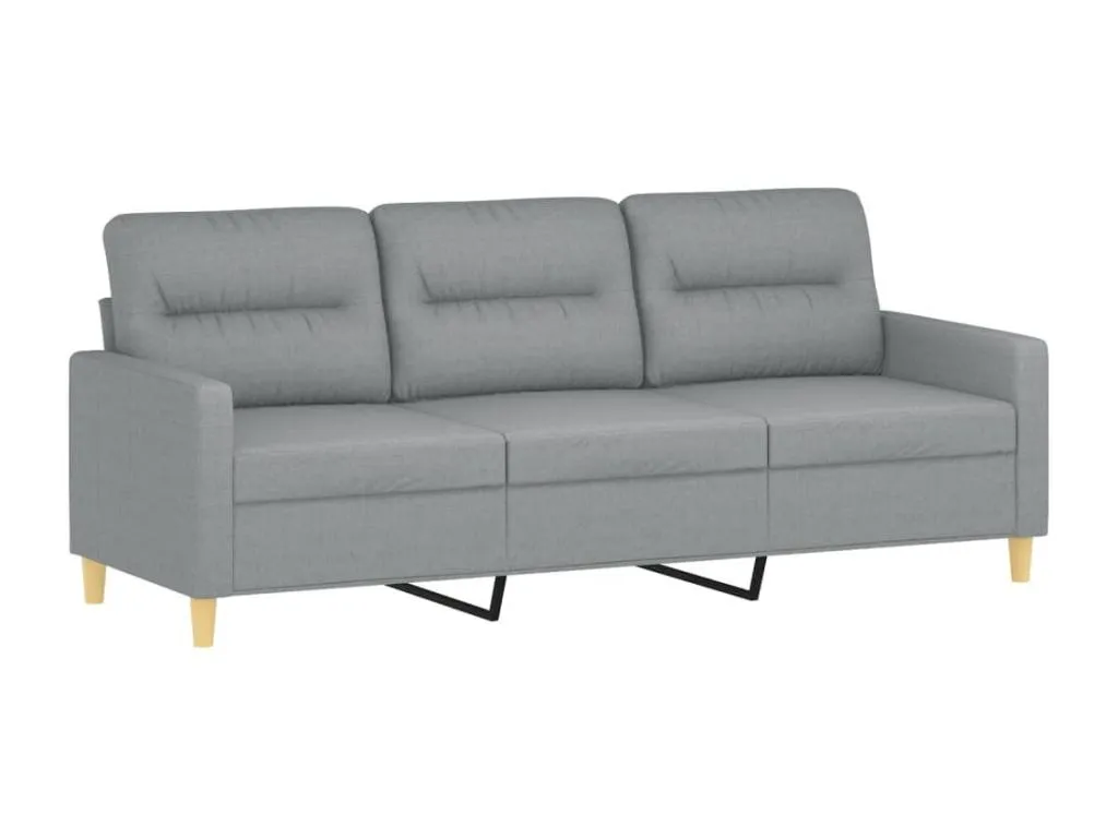 Sofá de 3 plazas en tela gris claro 180 cm. pjj2872355