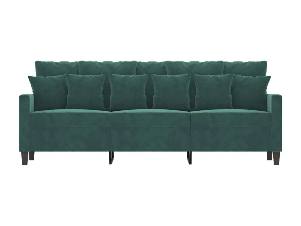 Sofá de 3 plazas terciopelo verde oscuro 180 cm