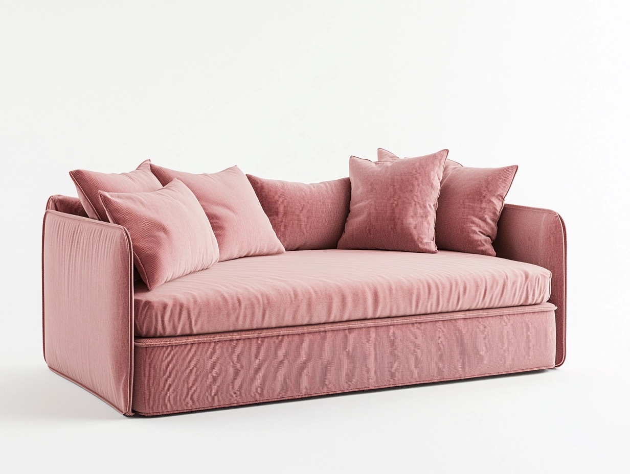 Sofá cama tapizado de terciopelo rosa 200x90 cm para sala de estar moderno multifuncional gs9295043