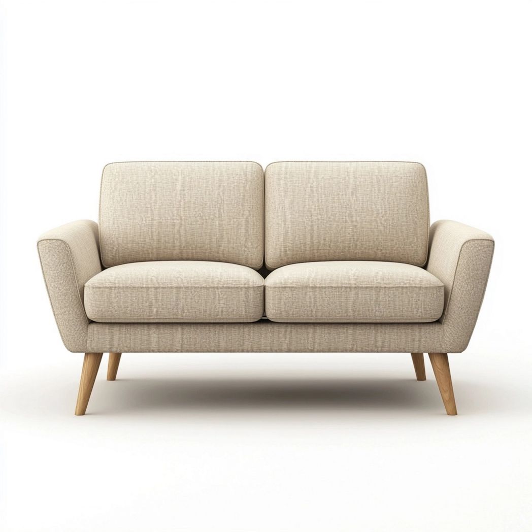 Sofá de 2 plazas en tela beige de estilo moderno