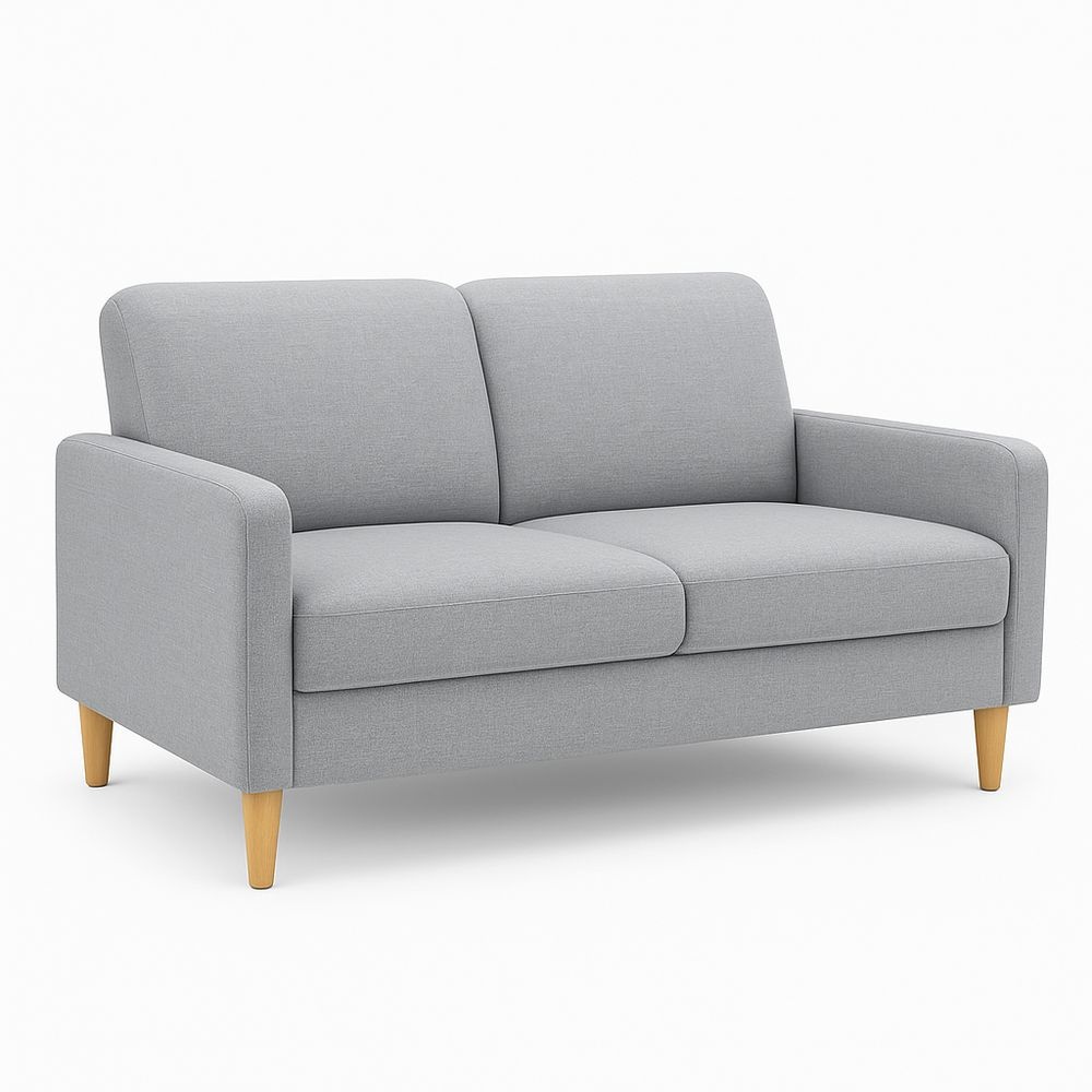 Sofá Gris Sala de Estar 2 Plazas Tela Acogedor 150x85x80 cm
