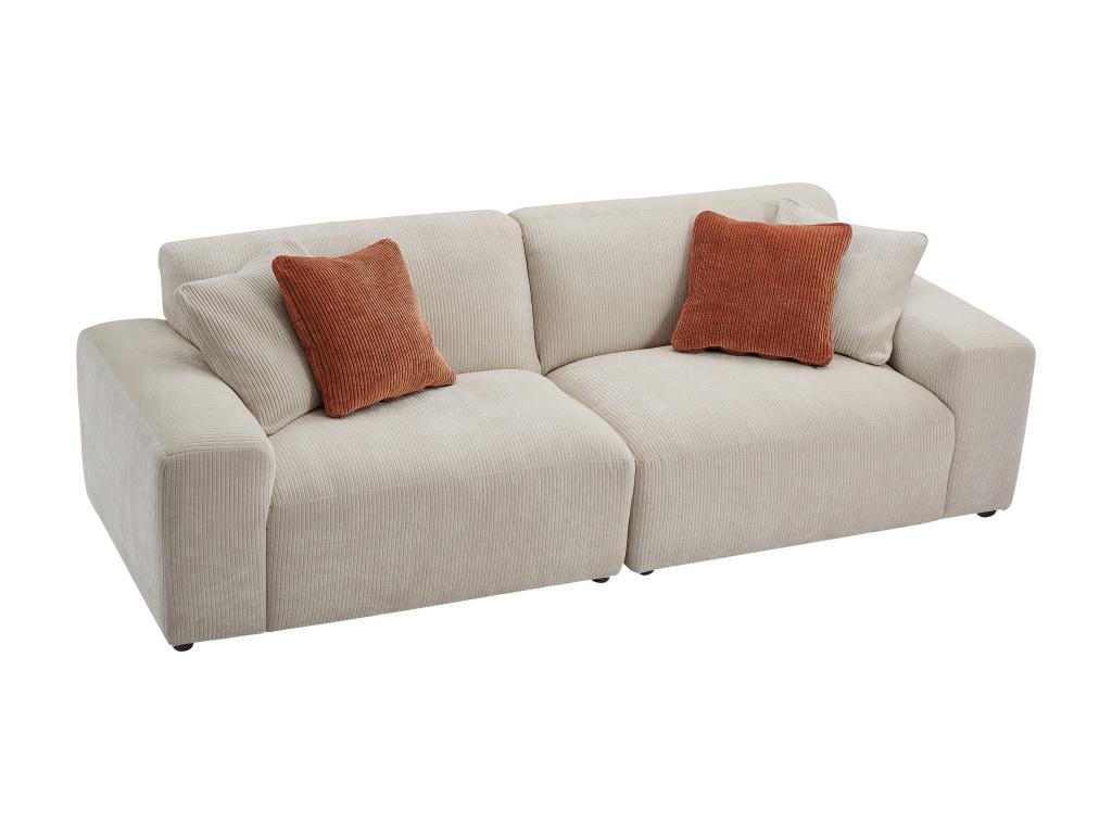 Sofá de 3 plazas de pana color beige - Nidolux