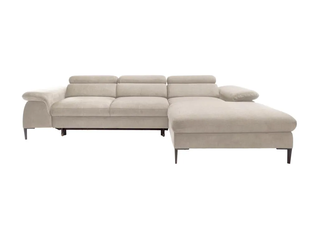 Sofá cama esquinero derecho de terciopelo beige Hogarmini cpvh24851