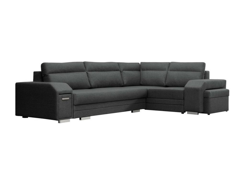 Sofá rinconero Kingsport 101, Gris, Función de descanso, Caja de ropa de cama, 305x205cm