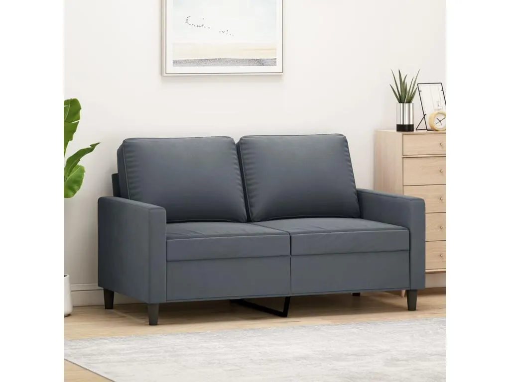 Sofá de 2 plazas de terciopelo gris oscuro 120 cm vajr78089